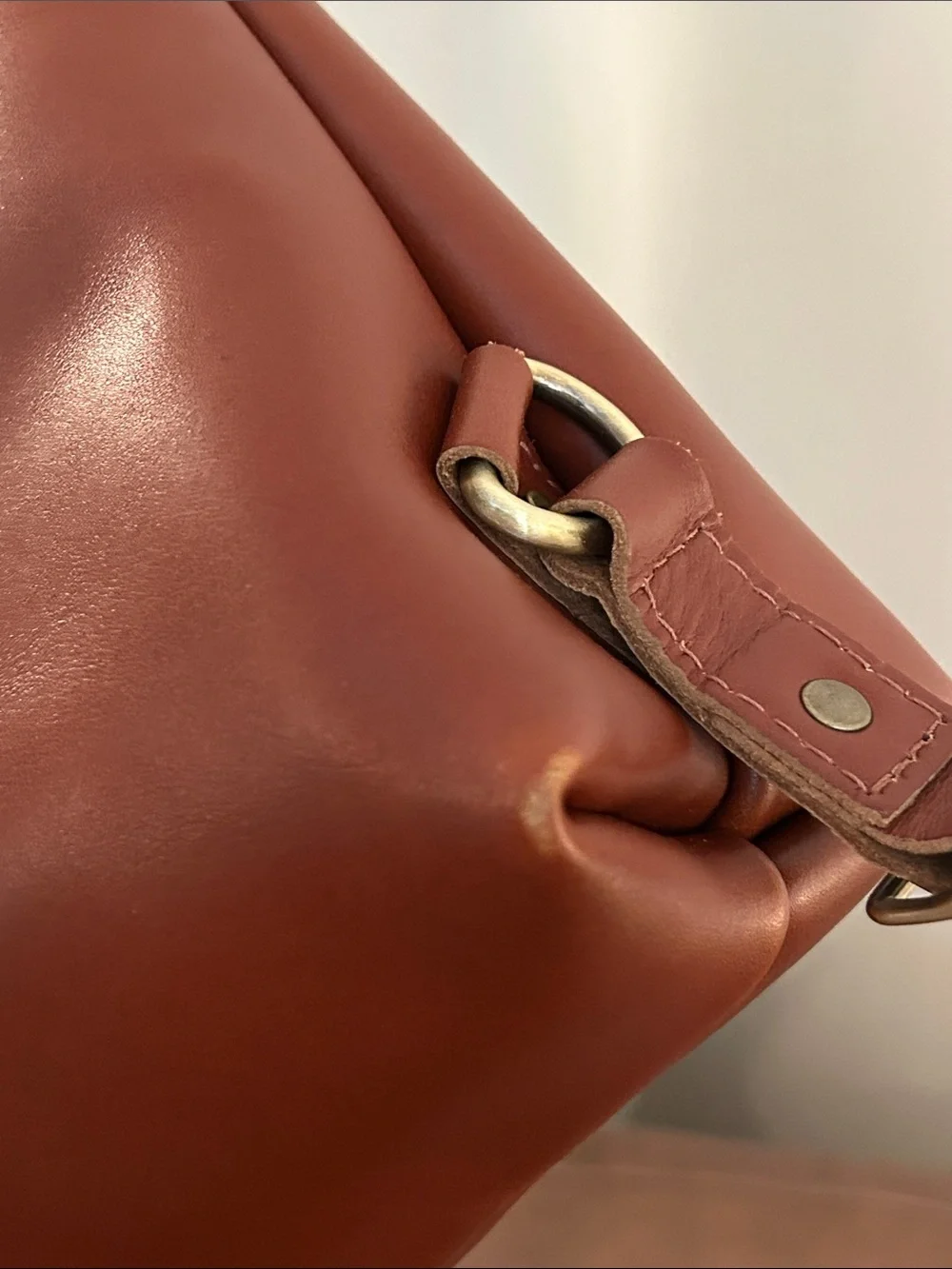Portland Leather Brown Leather Backpack with Gold Zipper